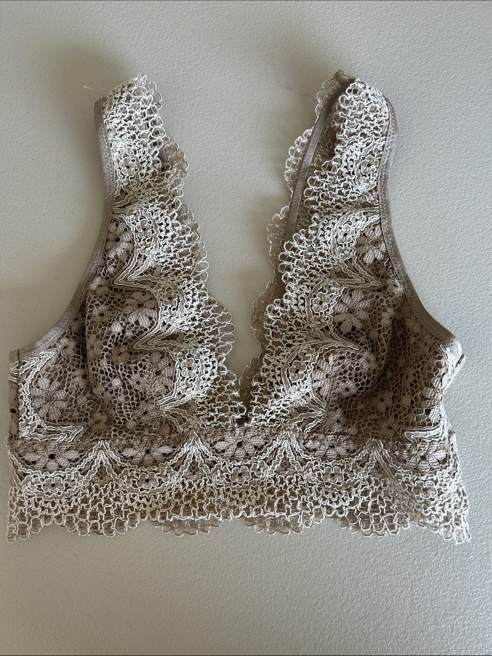 Victoria's Secret Lace Bralette in Beige and Cream